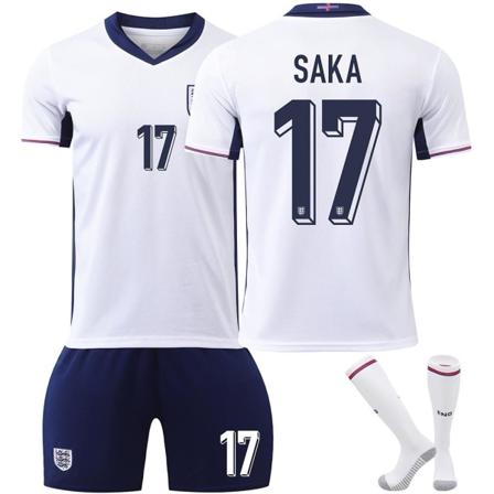 England UEFA Europa League hjemmefotballdrakt nummer 17 Saka siste fotballdrakter for voksne for den nye sesong 7 Kids 26(140-150cm)