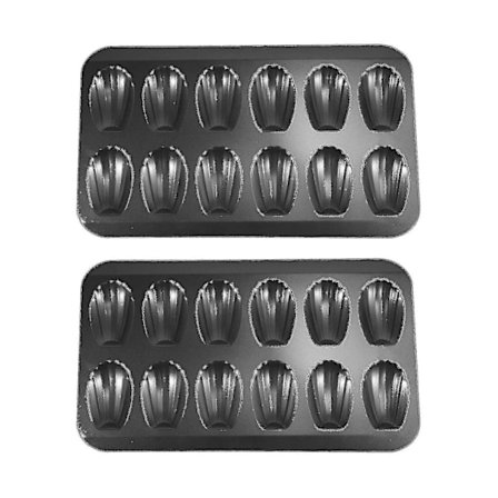 2-pack Nonstick Madeleineformar, Bakplåtar med 12, Kakform med spröd yta Choklad Nonstick Bröd