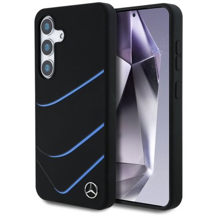 Mercedes MagSafe-fodral i silikon med kontrasterade kurvor för Samsung Galaxy S25 - Svart