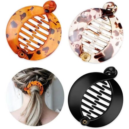 Hårklemmer, 3 stk. Hårklemmer i harpiks Runde fiskeklemmer for bananhår Plastikkam for hår 3 farger