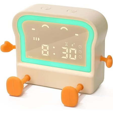 4-i-1 Børnevækkeur – Med Timer, Farverig Natlampe, Nedtælling & Vækkeur