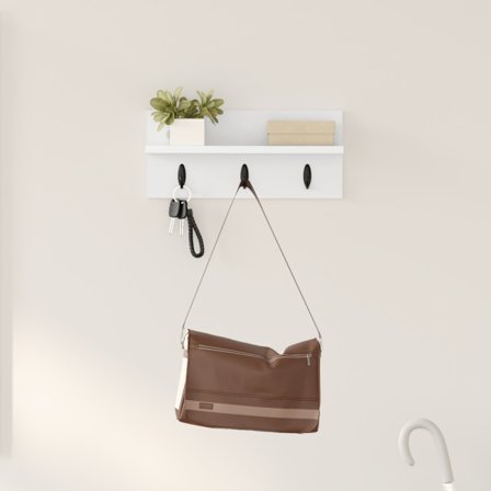 Väggmonterad Klädhängare Vit 40 x 10,5 x 18 cm Konstruerat trä