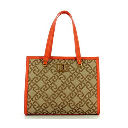 Liu Jo, Shopping Bag logata Jacquard Brązowy, Kobieta, Rozmiar: ONE Size