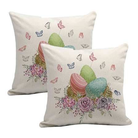 Påske Maleri Stil Linned Pudebetræk Vintage Kanin Kanin Dekoration Pudebetræk Til Sofa Stil 1