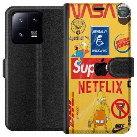 Kompatibelt Plånboksfodral till Xiaomi Xiaomi 13 Pro Retro NASA kollage med popkulturella inslag, humoristisk design med satirisk gatukonstkänsla, f