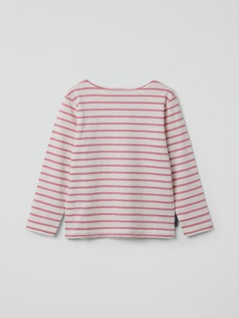 Polarn O. Pyret - Striped long-sleeved top - 116 - Childrenswear - pink