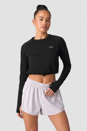 ICANIWILL - Define Cropped Adjustable Long Sleeve Black - Oberteile - Damen - ICIW