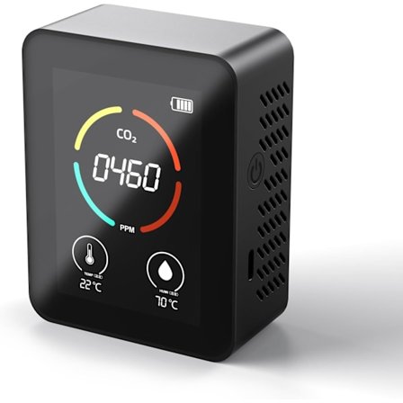 CO2-måler Multifunktionel termohygrometer Hjem Digital luftdetektor Intelligent luftkvalitetsmonitor, sort