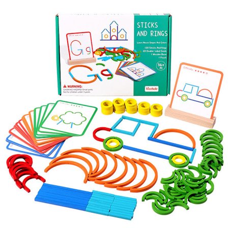 Tidlig pedagogisk trepuslespill for barn, logisk tenketrening, kreativt pinne-ring-puslespill