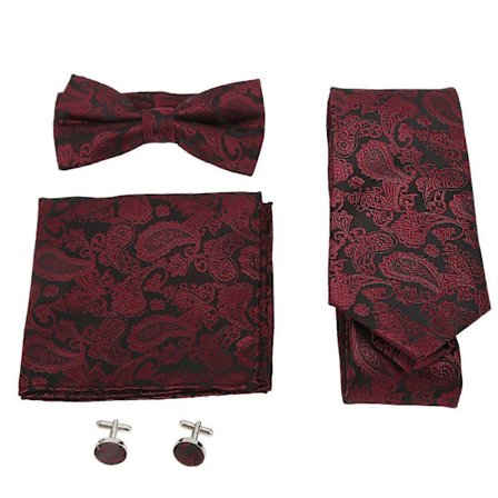 Herr Slips Set Klassisk Stilfull Utsökt Textur Slips Kit Näsduk Fluga Manschettknappar för Bröllopsfester Företag