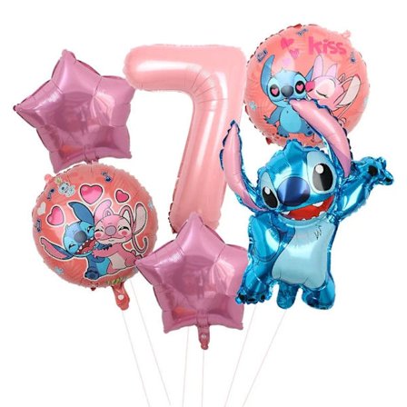 Disney Lilo Stitch Födelsedagsfest Dekoration Barn Stitch Tema Bordsartiklar Set Ängel Ballonger Grattis Banner Tillbehör För Tjej Favor