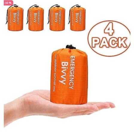 4x Vandtæt Termisk Overlevelses Sovepose til Udendørs Camping Shelter