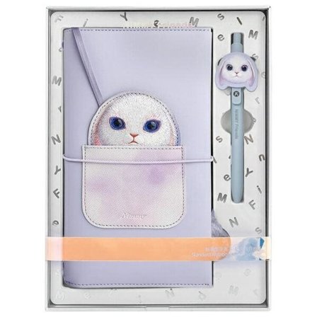 Nimmy Big Eyed Pet 2.0 Rabbit 2-i-1 anteckningsbok + pennset - Lila