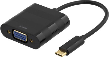 Deltaco USBC-VGA - ekstern videoadapter - svart
