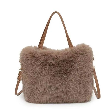 Dame Håndtaske Plys Skuldertaske Crossbody Lysebrun Moderne Elegant