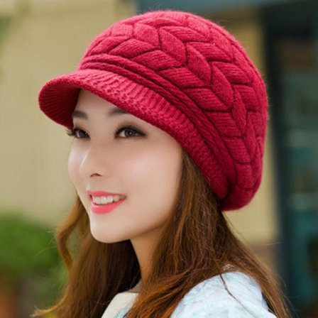 Kvinder Strikket Hue Vinter Varm Strikket Baggy Beret Beanie Hat