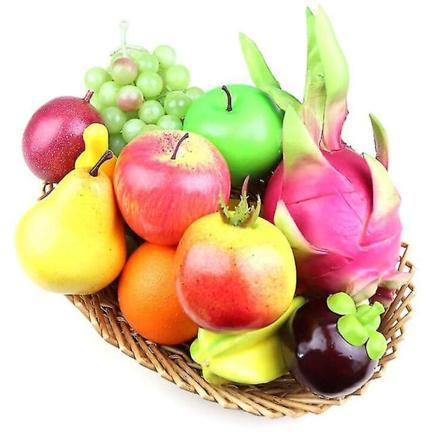 10 stk blanding af kunstige æble banankirsebær Mango naturtro simulering Realistisk falsk frugt