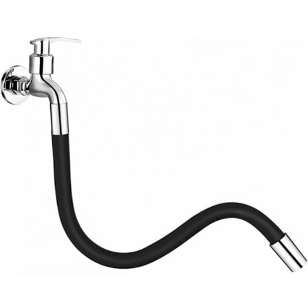 20 cm fleksibel vandhane forlænger 360° - til badeværelse og udendørs, køkken, sort, med bajonetforbindelse total længde