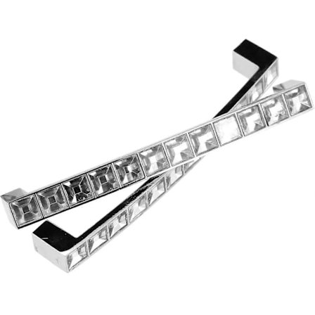 Europeisk Stil Fyrkantig Kristall Dörrhandtag Möbel Draghandtag Passar Låda Skåp Garderob (2st, Silver)