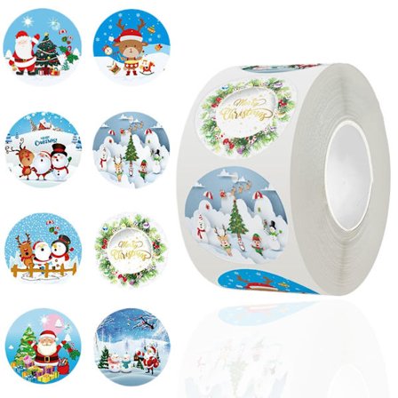 500 kpl joulutarrat, pyöreä joulutarra, joululahjatarra, joulutarrat kirjekuorilaukkuun joulukoristeisiin juhliin