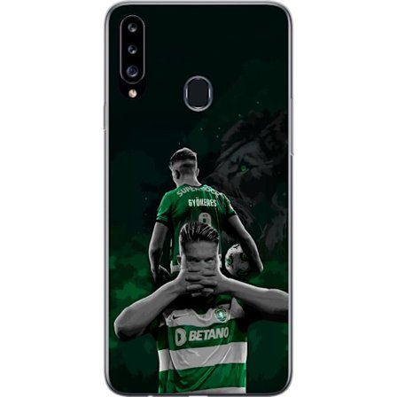 Yhteensopiva Puhelinkuori Samsung Galaxy A20s Neonmotiivi, jossa teksti "Gaming is in my DNA" sinisenä ja punaisena tiiliseinällä, jossa loistava DNA-