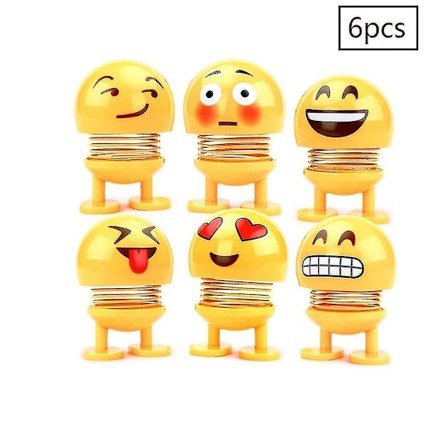 8 stk. Søde Emoji Bobble Head Dukker - Sjove Smiley Springs Dansende Legetøj Til Bil Instrumentbræt Pynt