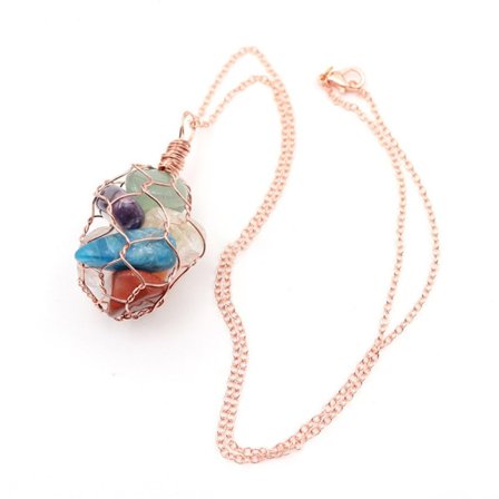 Crystal Holder Cage Halskæde Crystal Net Metal Halskæde ROSE