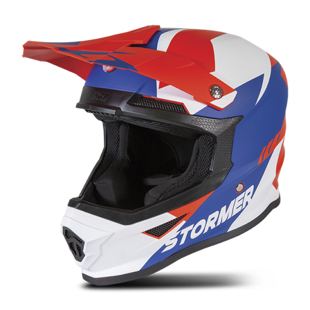 Casco Cross Stormer Force Squad Blu-Rosso XS 53-54cm