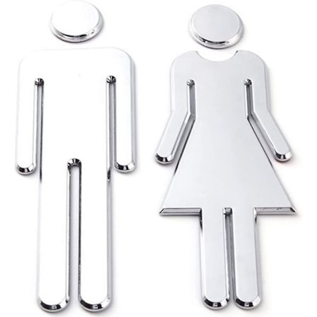 WC-tarrat, 12x4cm, WC-kyltit miesten ja naisten symboleilla, helppo kiinnittää WC-kyltit mies nainen