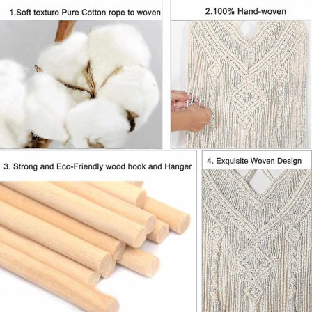 Makrame-seinävaate, käsin kudottu seinävaate