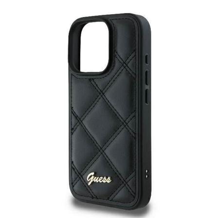 Guess Quilted Metal Logo Cover til iPhone 16 Pro Max 6,9" Sort - GUHCP16XPSQSQSK Svart