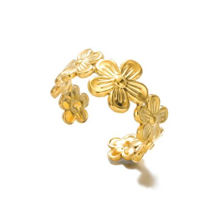 Rostfritt stål Justerbara Blommor Ringar För Kvinnor Tjejsmycken Punk Rock Twist Nails Ringar Nattklubb Festsmycken