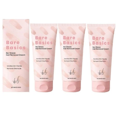 1-3X Bare Basics Hårfjerningskrem uten barbering for sensitiv hud 150g Rask og skånsom hårfjerningskrem for myk og glatt hud