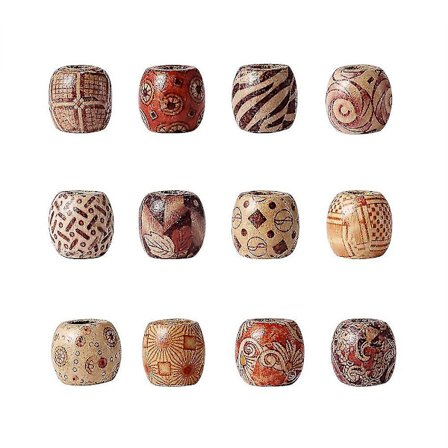100 st Stora Hål Tryckta Tunna Träpärlor 16mm Blandade Smycken Hantverk Tillverkning Lösa Distansberlock Träpärlor