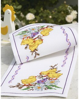 Broderikit Löpare Kycklingar och Blomster