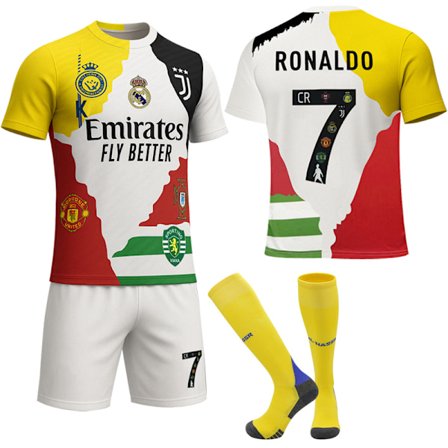 2025 Real Madrid Jubileumsutgåva Fotbollströja med Strumpor No.7 Ronaldo