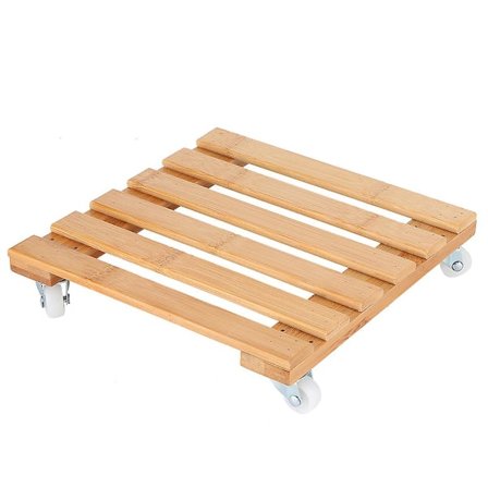 Liikuteltava Bambu Kukkakoristehylly Säilytysteline Tarjotin Pyörillä Ulkokäyttöön Puutarhaan ja Terassille