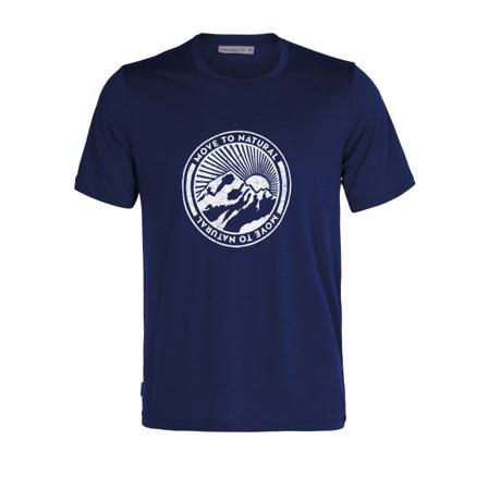 Icebreaker Men's Merino Tech Lite II Short Sleeve T-Shirt Move to Natural Mountain Men short-sleeved sweaters Blue S