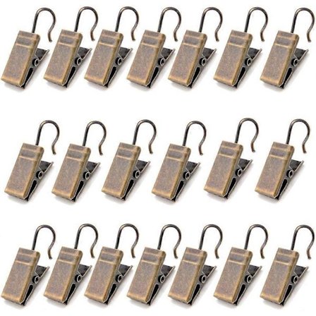 20 gardinklemmer med krog - antik messing