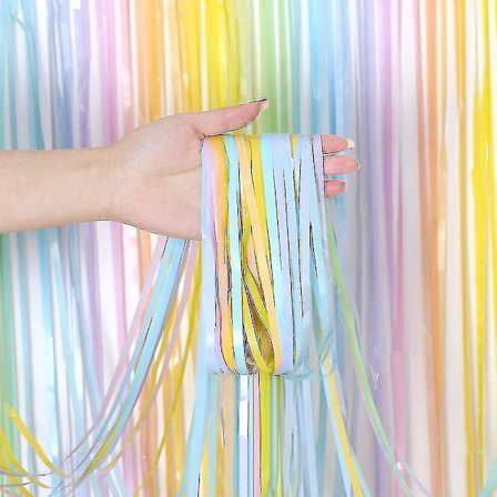 Macaron färgglad regnbågsgardin bakgrund vägg födelsedagsfest dekoration 2m