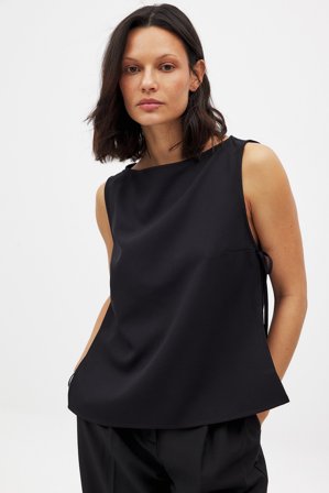 NA-KD Haut à encolure bateau et laçage - - Noir - EU 32