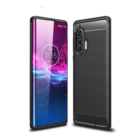 Carbon Fiber Anti-drop blød TPU taske til Motorola Edge+ - Sort Black