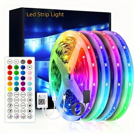 LED-lysstripe, 10 m LED-lysstriper med 44-knappers fjernkontroll, fleksibel 5050 RGB fargeendrende LED-lamper for soverom, fest