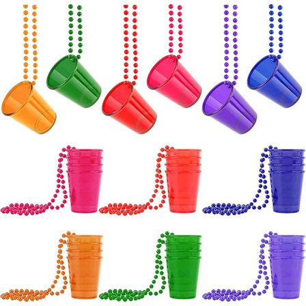 24-pack pärlhalsband i glas, plastfödelsedagshalsband i glas (flerfärgat)