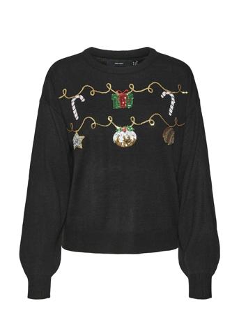 Vmnewgarland Ls O-Neck Pull. Xmas Tops Knitwear Jumpers Black Vero Moda