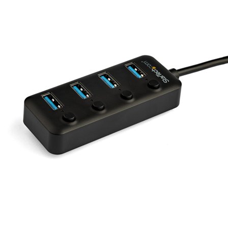StarTech 4 Port USB C Hub, USB-C to 4x USB 3.0 Type-A Ports with Individual On/Off Port Switches, SuperSpeed 5Gbps USB 3.1/3.2 Gen 1, USB Bus Powered,