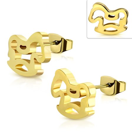 Stiftörhängen Stud Örhängen i Kirurgiskt Stål 316L i Guld Färg - Blank Gunghäst