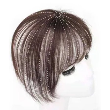 Naturlig Pannelugg Hårstykke, Clip-in Hårforlengelser med Remy Hår og 100% Ekte Hår, Livaktig Forbedring av Ansiktskonturer, Skjult[GKS]