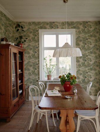 Duro Tapet, Boulognerskogen 540-03 Gammalsvenska Papper, L, Grön, Färg & tapeter