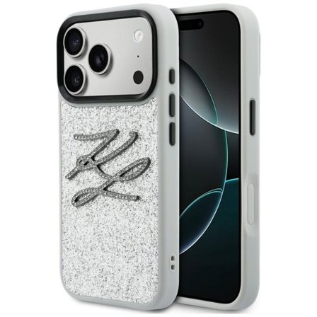 Karl Lagerfeld IML Glitter KL Diamond Logo fodral för iPhone 17 Pro - silver